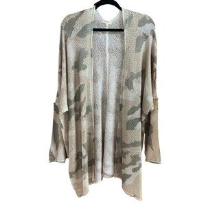 💙POL LARGE CARDIGAN OPEN FRONT PTP:33" CAMO Could fit up to 3X